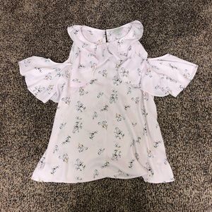 Belle Sky Butterfly Wing Sleeve Ruffle Daisy Top